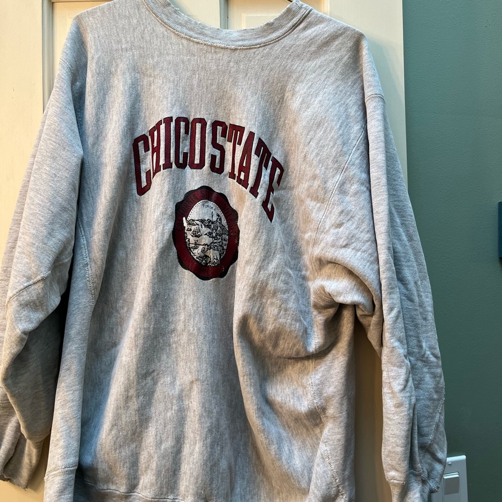 Champion Gray Sweatshirt with Maroon Print